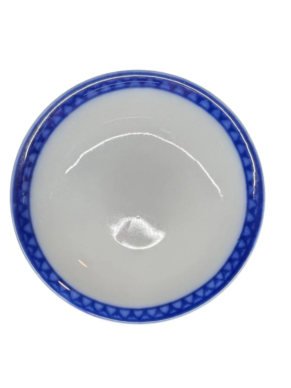 Williams-Sonoma White Porcelain Sauce Bowl Cobalt Blue Diamond Border 5.75 inch